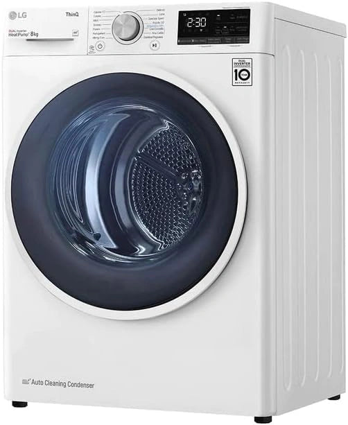 LG, Sèche-linge, RH80V9AVHN, Wi-Fi, connecté, technologie Inverter, Blanc