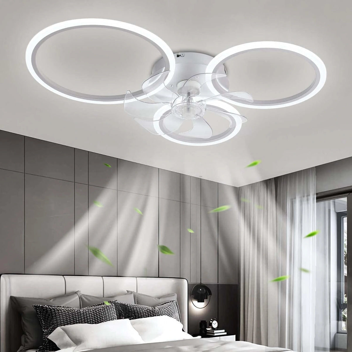 YUNZI, Ventilateur, 72W, avec télécommande, Blanc