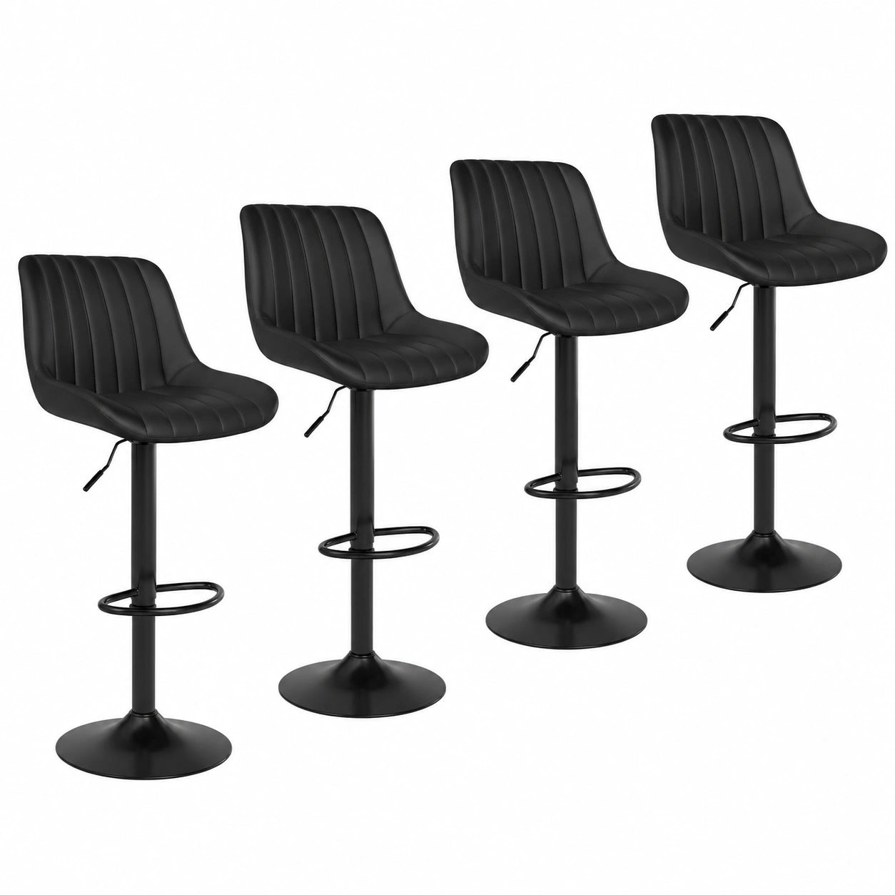 Chaise, en cuir, pivotant, réglable, coloris noir, pour la salle à manger ou la cuisine