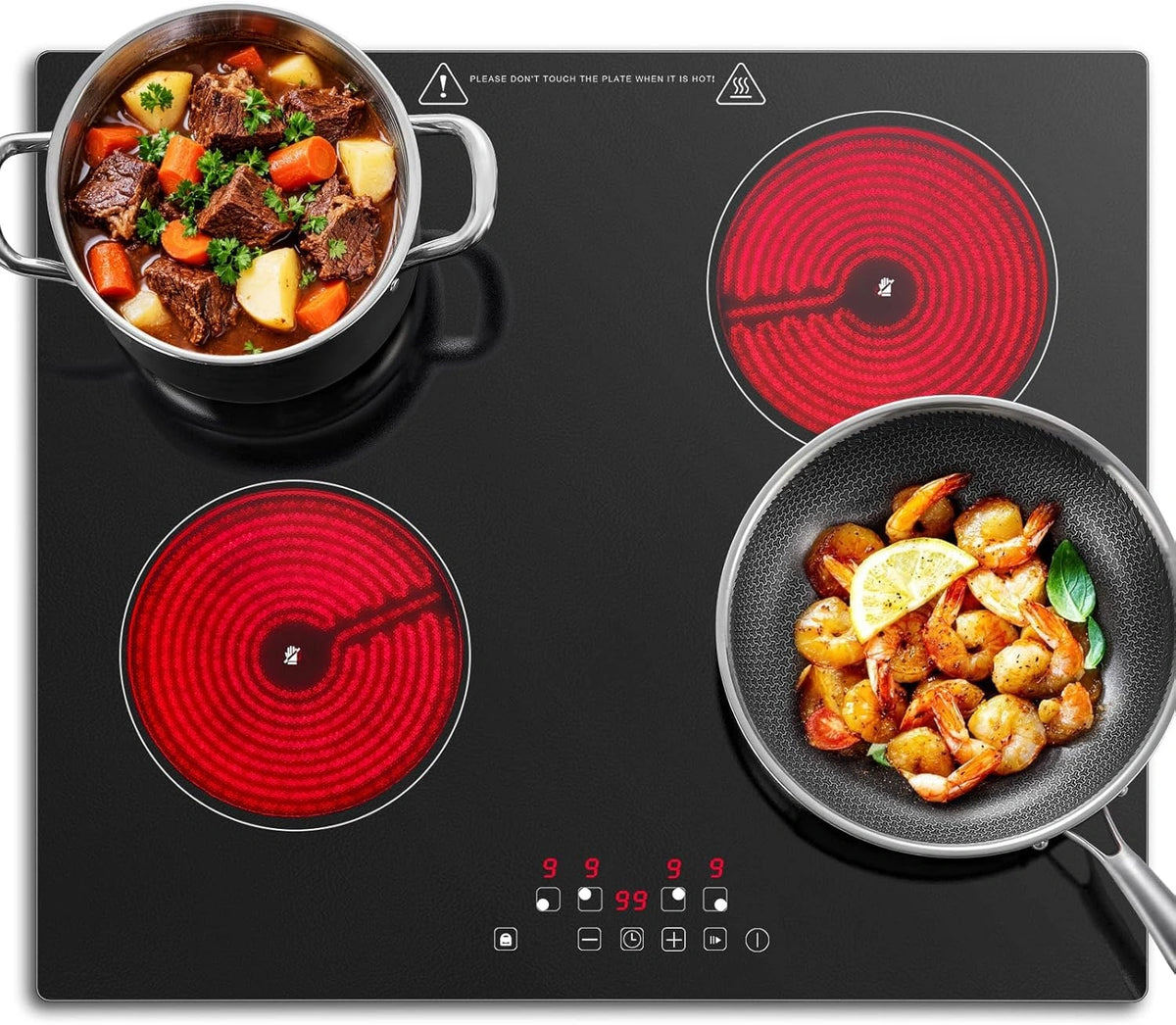 Plaque de cuisson, 1-99, 6000W, commande tactile