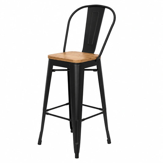Tabouret, en métal, coloris noir, pour la cuisine ou l’espace repas