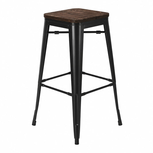 Tabouret, en métal, coloris noir, pour la cuisine ou l’espace repas