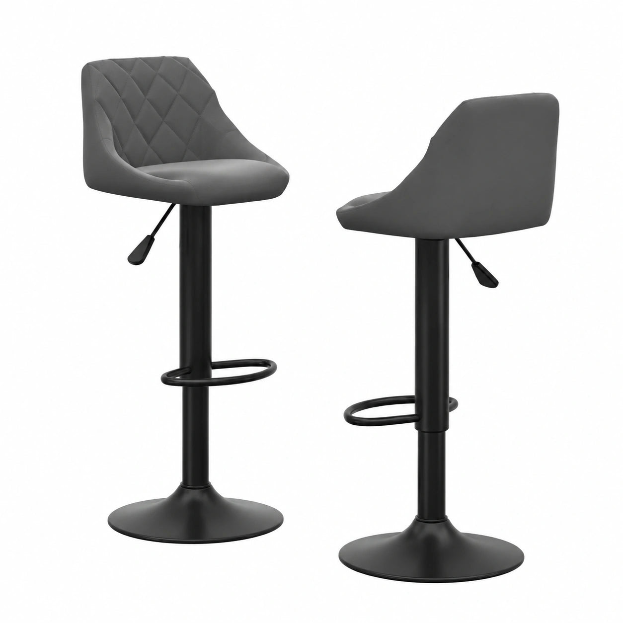 Tabouret, en velours, pivotant, réglable, coloris gris, pour la cuisine ou l’espace repas