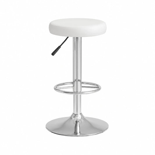 Tabouret, pivotant, réglable, en similicuir, coloris blanc, pour la cuisine ou l’espace repas
