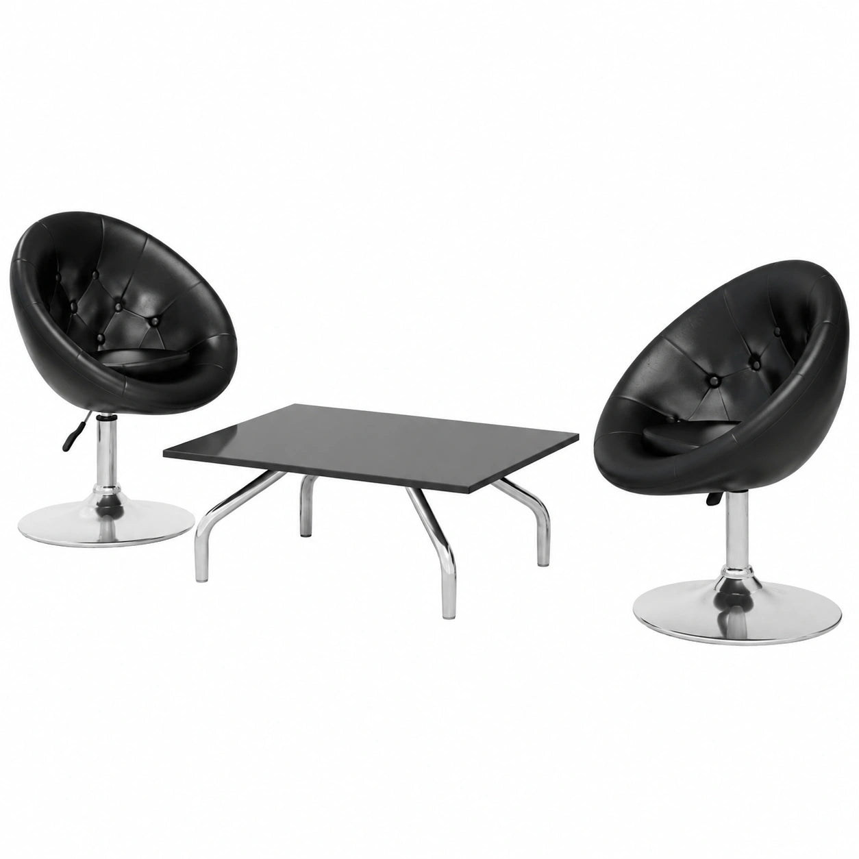 Chaise, pivotant, réglable, en similicuir et cuir, coloris noir, pour la salle à manger ou la cuisine