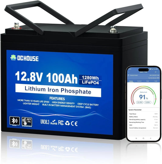 DCHOUSE, Batterie, 100A, 12V, Bluetooth