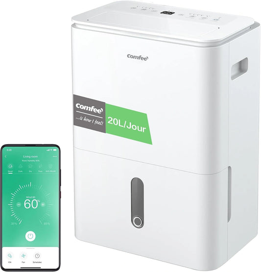 COMFEE', Déshumidificateur, 20L, 3L, connecté, déshumidification