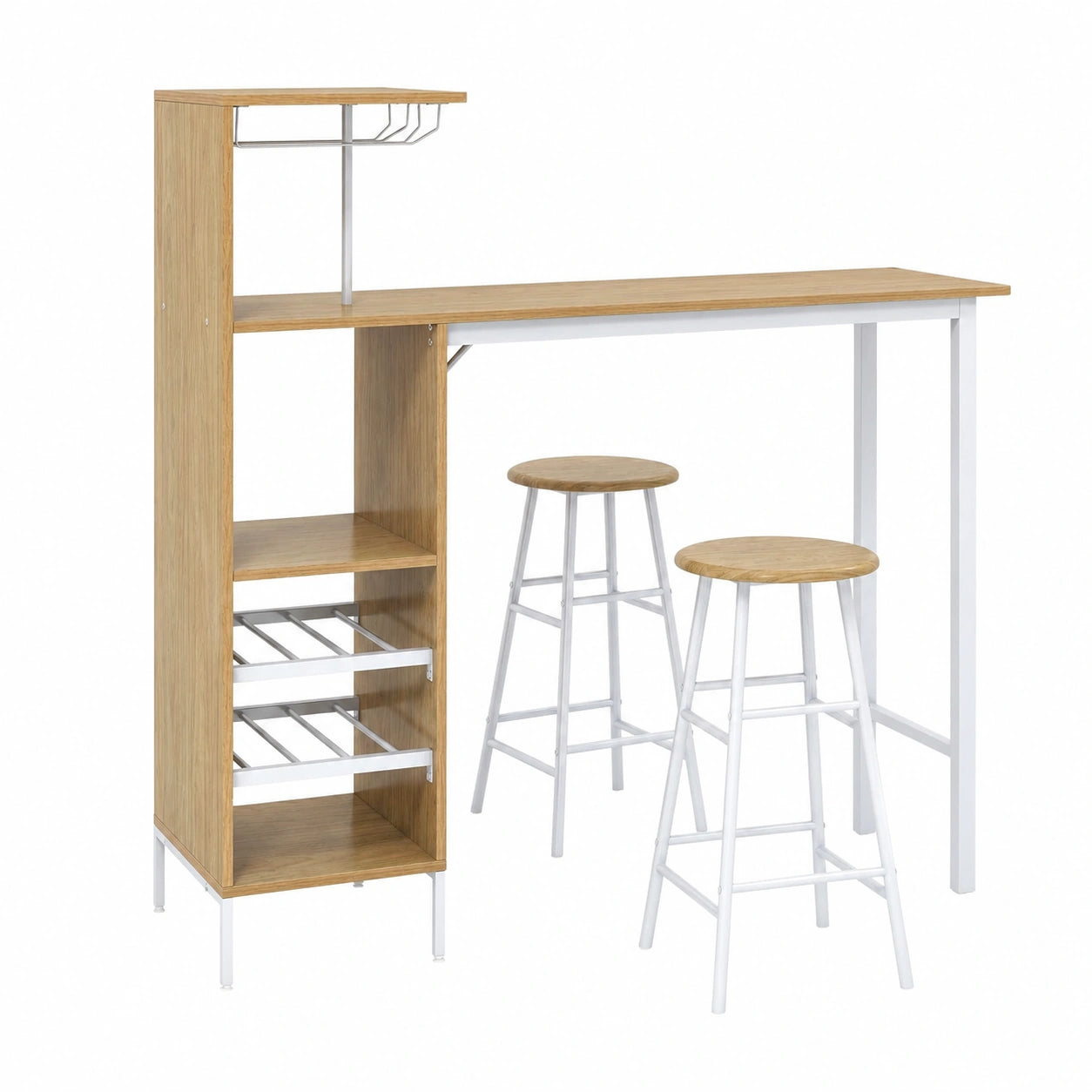 Table à manger, avec 2 tabourets, avec étagères, pour la salle à manger