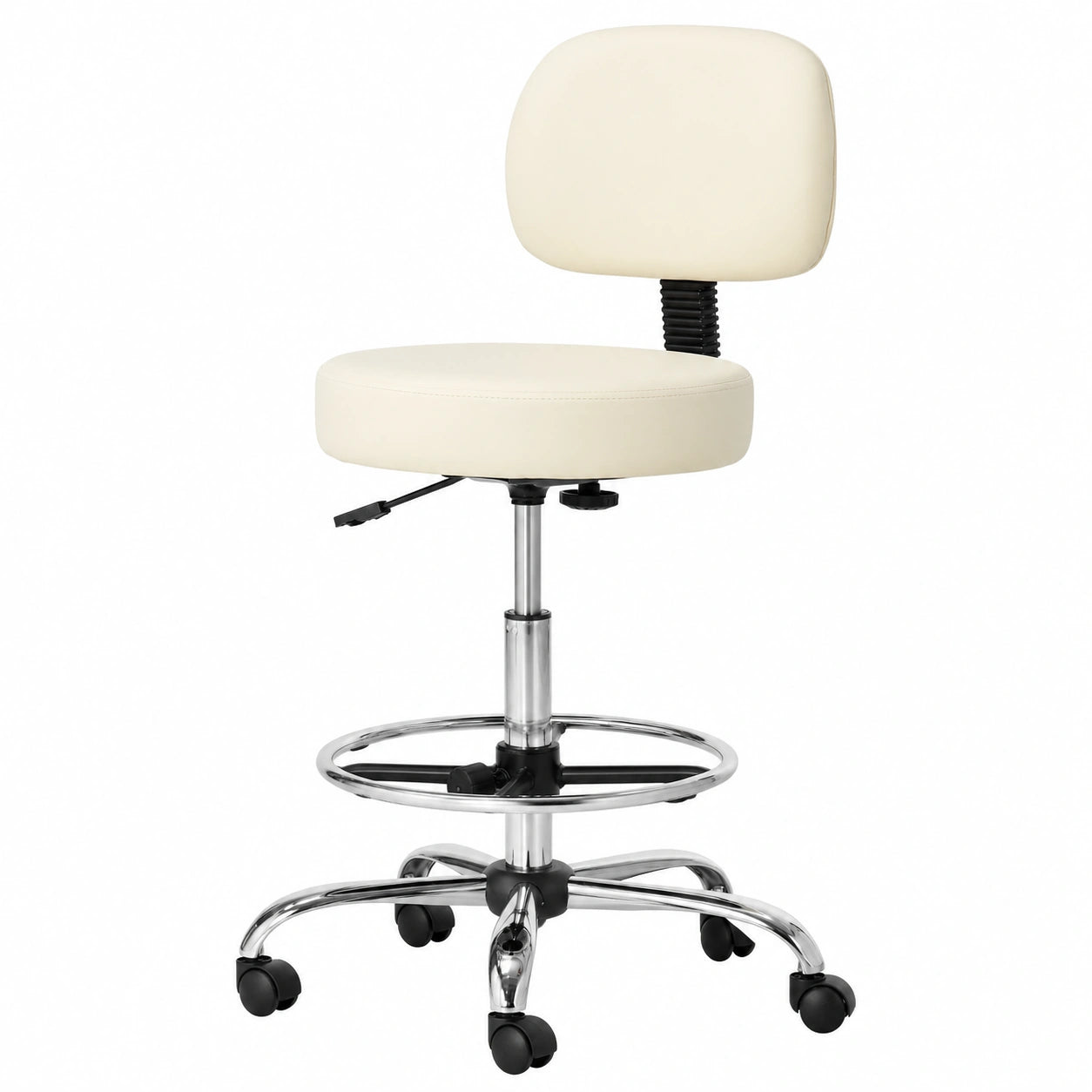 Bureau, pivotant, réglable, rembourré, en similicuir, coloris beige, pour l’espace de travail