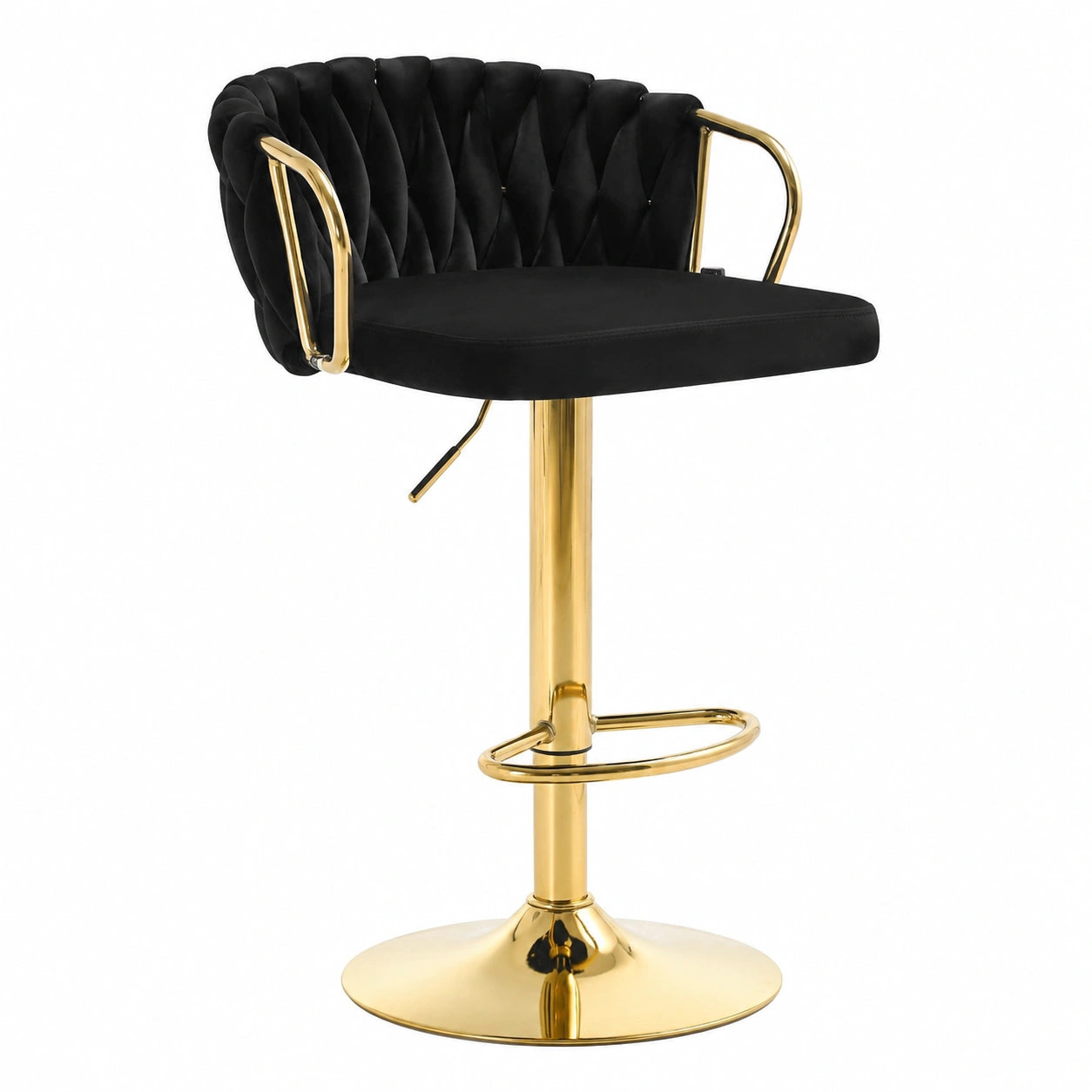 Chaise, pivotant, réglable, en métal, coloris noir, pour la salle à manger ou la cuisine