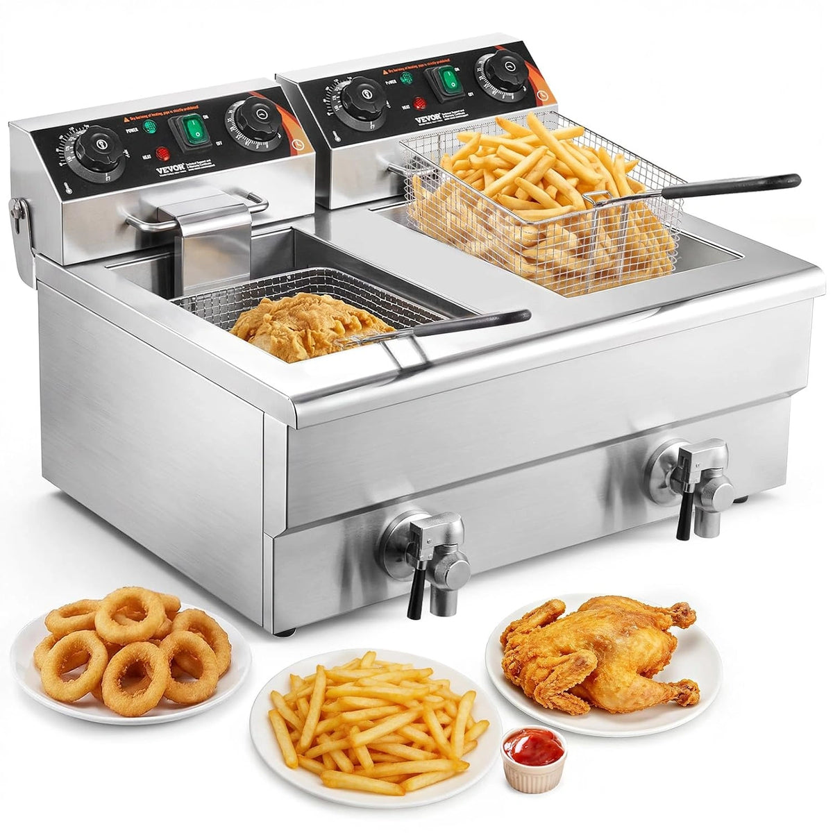 VEVOR, Friteuse, 50-200, 11L, 3000W, Argenté