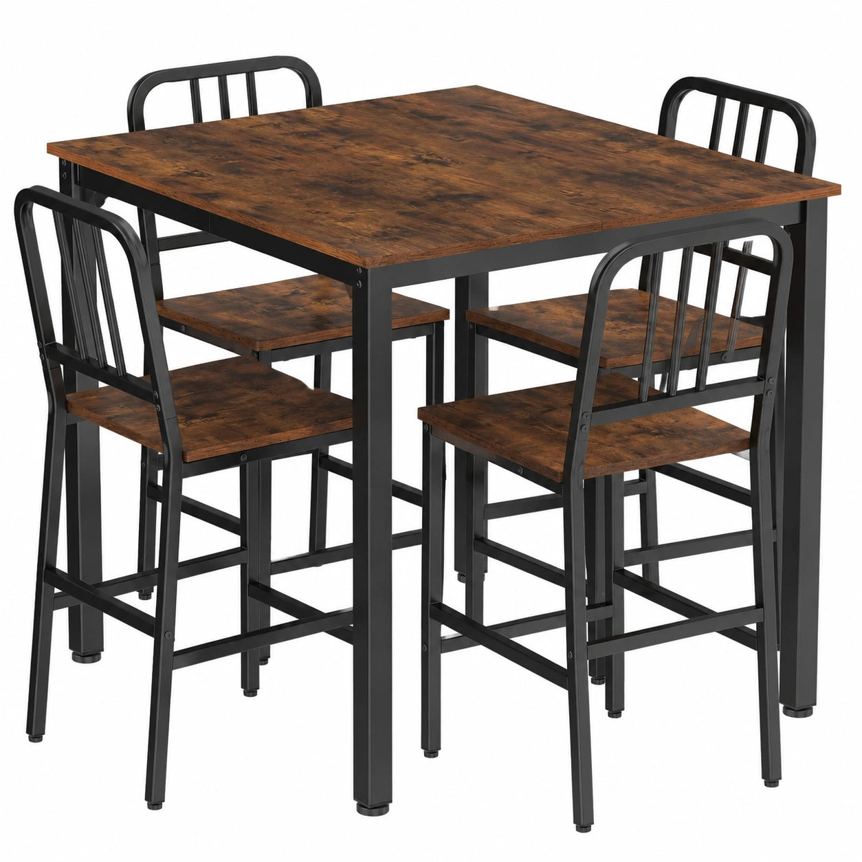 Table à manger, en métal, avec 4 chaises, 4 places, pour la salle à manger