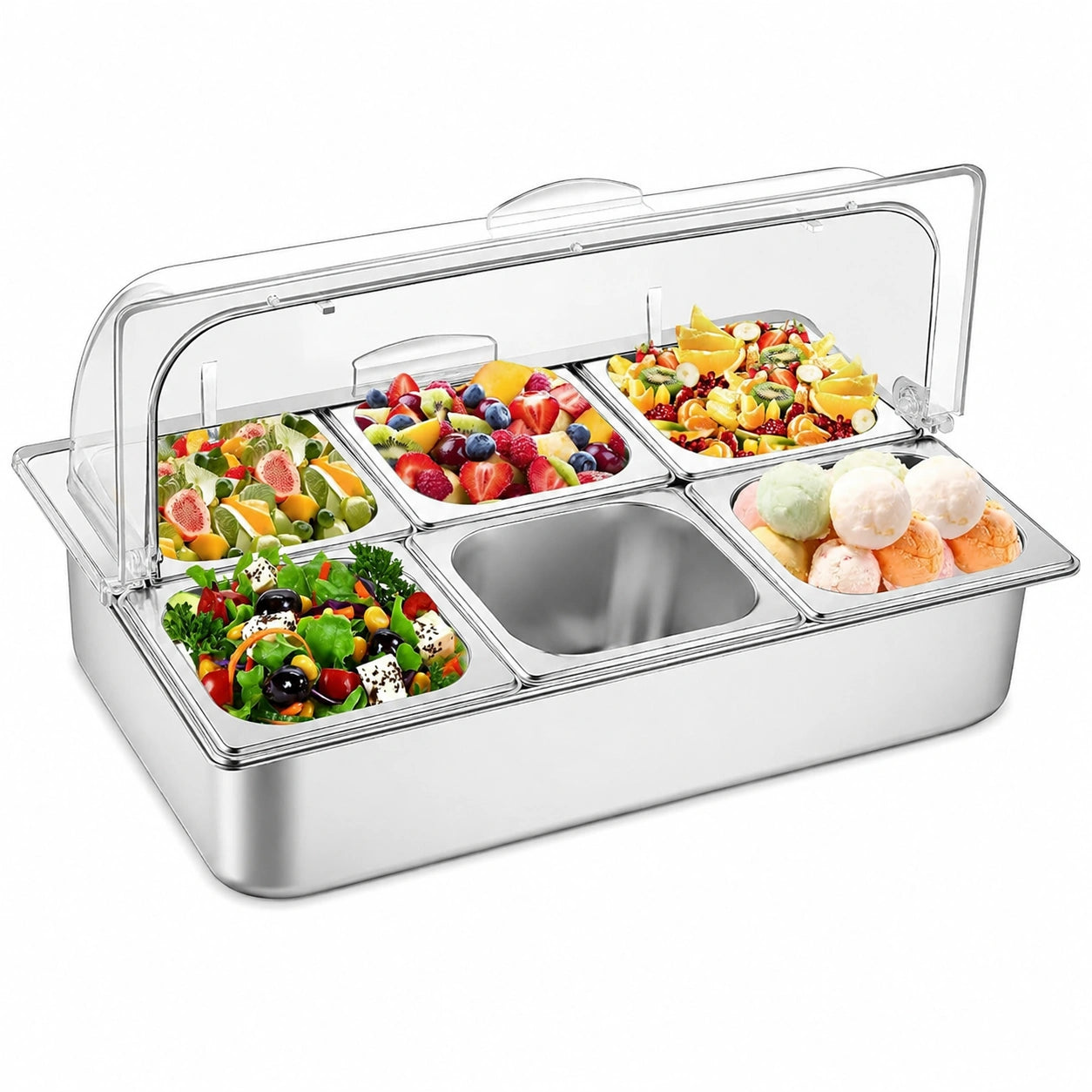 Buffet, en acier inoxydable, coloris transparent, pour la salle à manger ou le salon