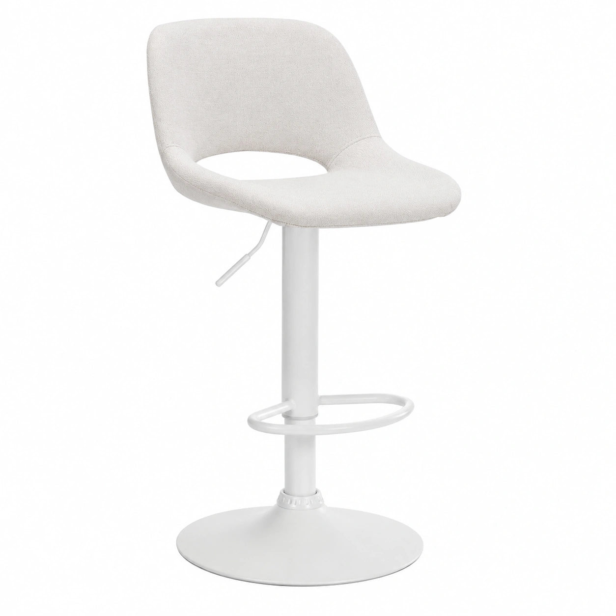 Tabouret, en métal et tissu, coloris blanc et crème, pour la cuisine ou l’espace repas