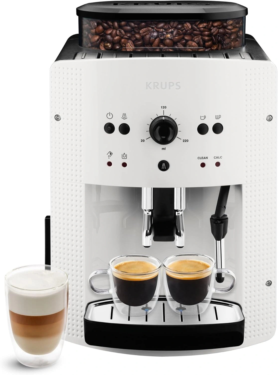 KRUPS, Machine à café, format compact, fonctionnement automatique, Blanc