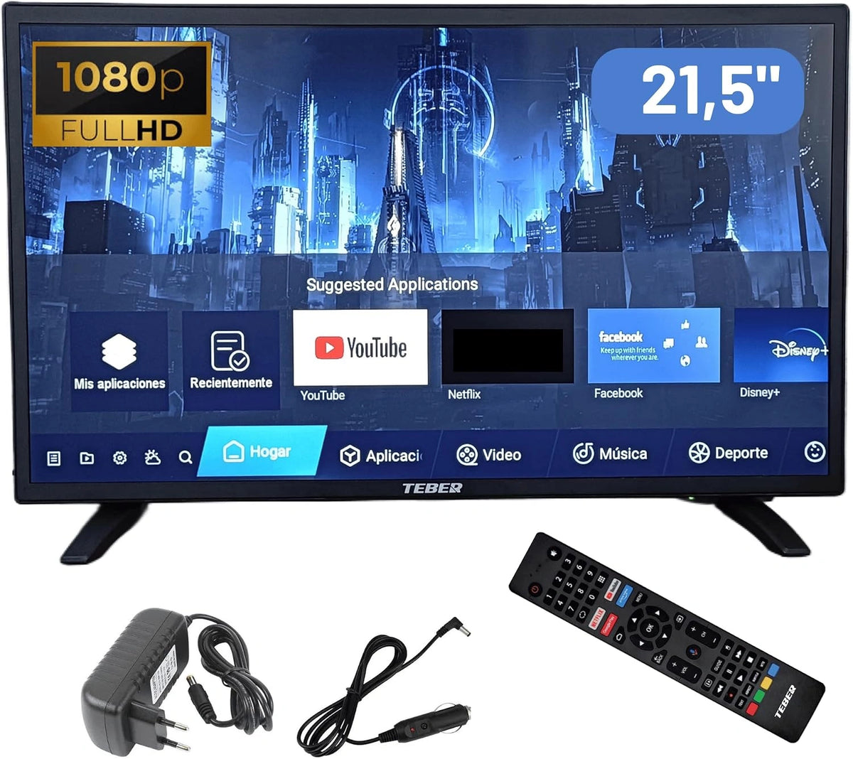 TEBER, Téléviseur, DVB-S2, 12 V, 230 V, connecté